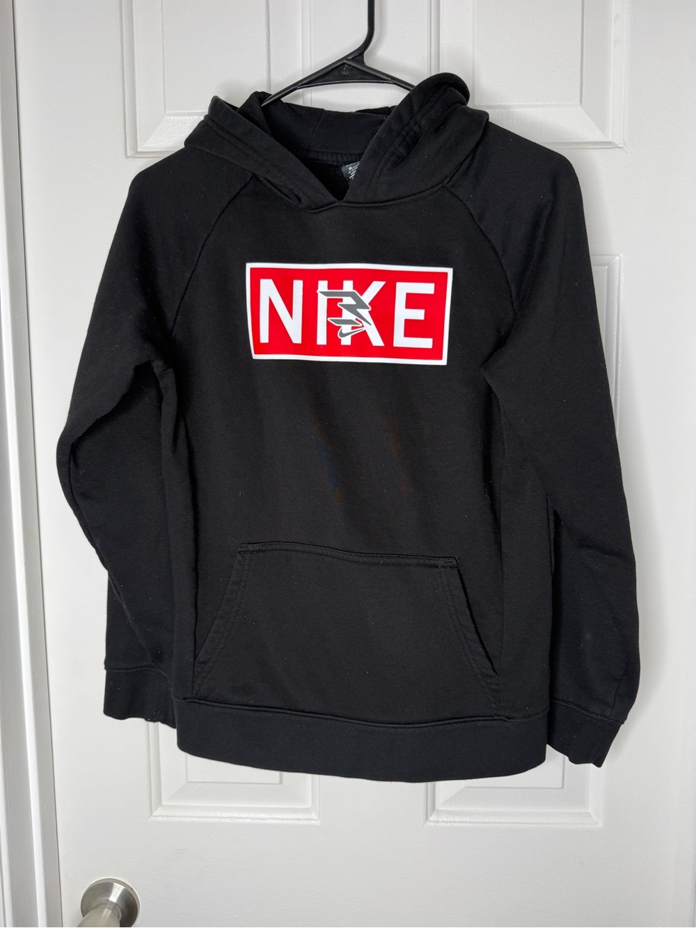 Nike Black Hoodie with Red Logo Box - Kids